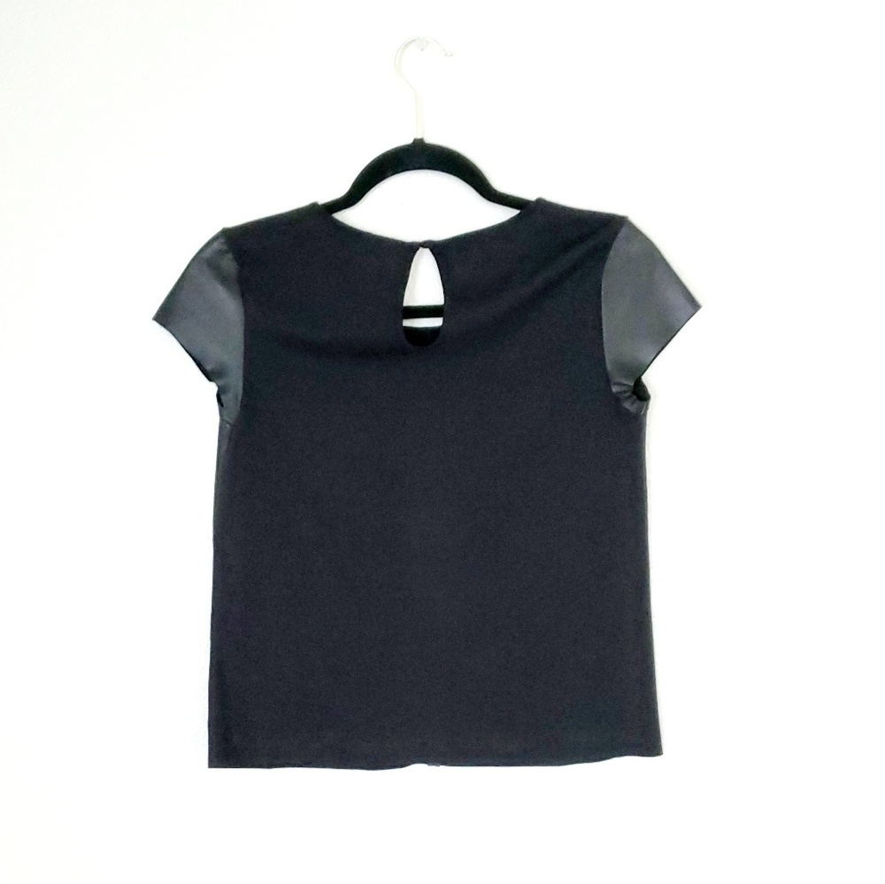 Bordeaux Leather Cap Sleeve Top - Picture 4 of 6